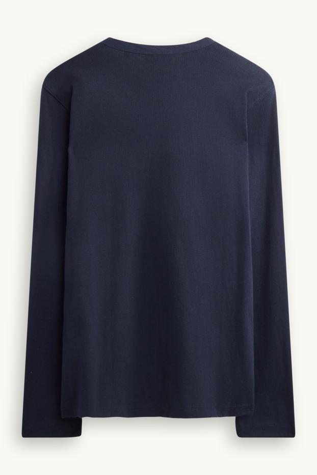 Bărbați - Tricou henley - regular fit - albastru închis