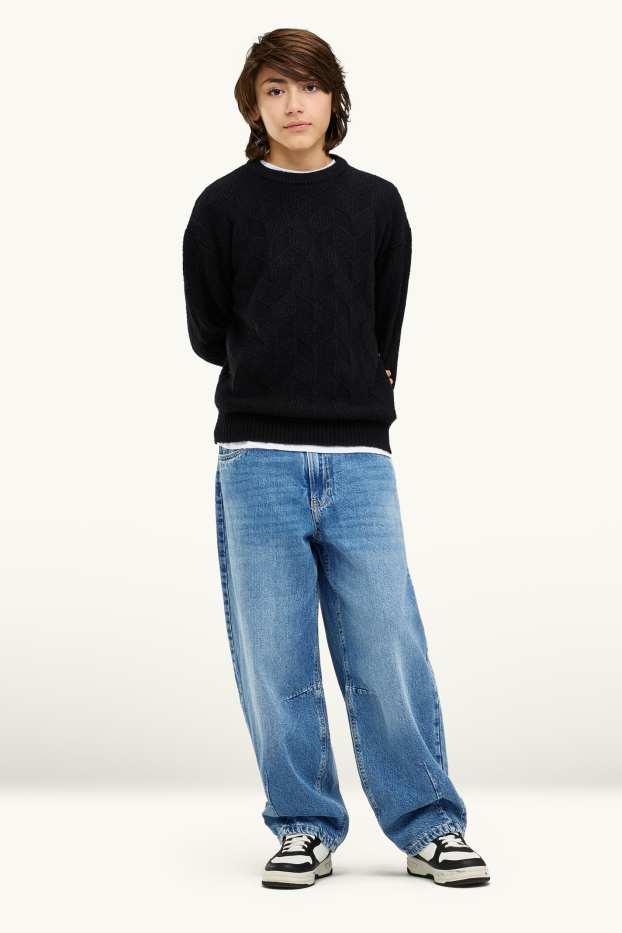 Children Boys - Barrel jeans - thermal jeans - blue denim