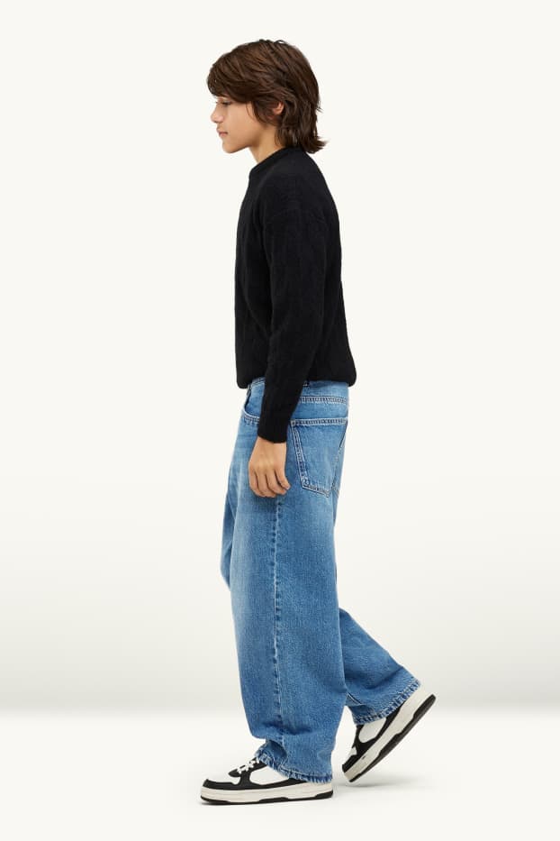 Children Boys - Barrel jeans - thermal jeans - blue denim