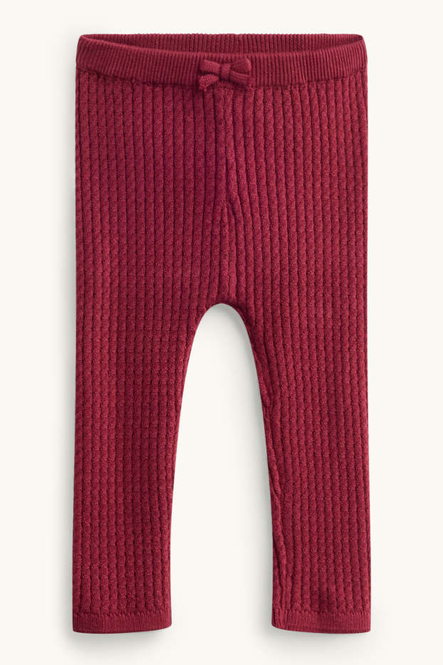 Neonate - Leggings per neonati - a coste - rosso scuro