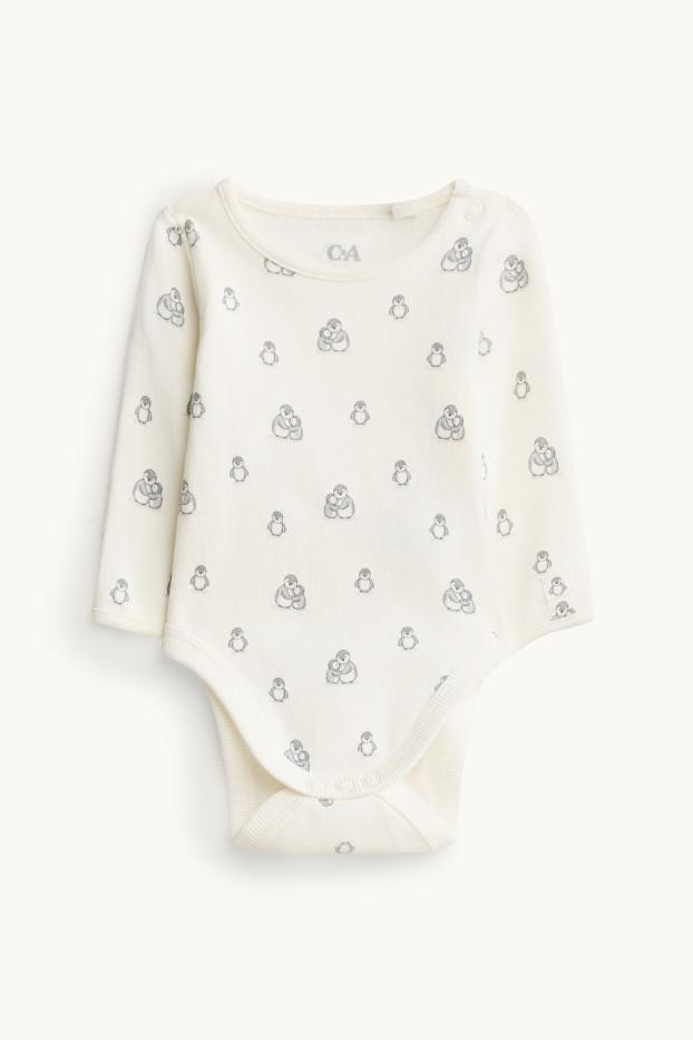 Unisex - Tučňáci - body pro miminka - krémově bílá