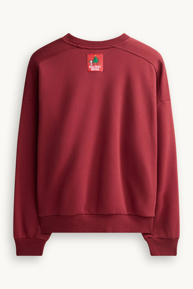 Damen - Oversized-Weihnachts-Sweatshirt - Snoopy - dunkelrot