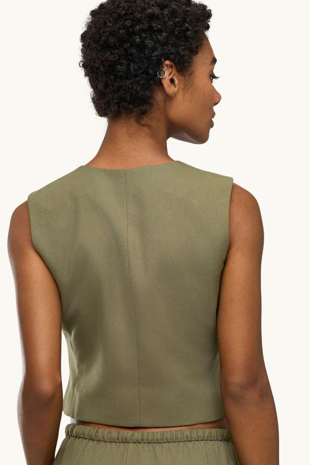 Femmes - Gilet sans manches - cintré - kaki