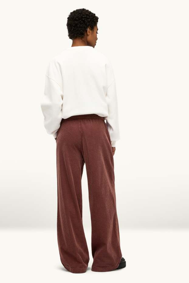 Femmes - Pantalon de velours côtelé - mid waist - jambes larges - rouille