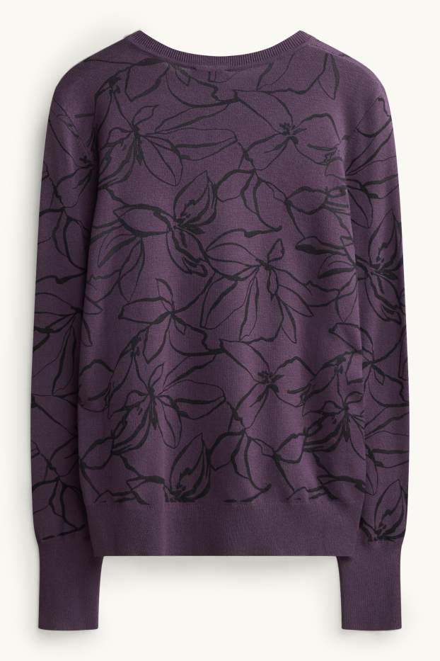 Damen - Pullover - gemustert - violett-melange