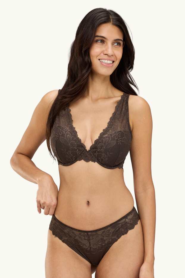 Femei - Chiloți bikini stil brazilian - maro închis