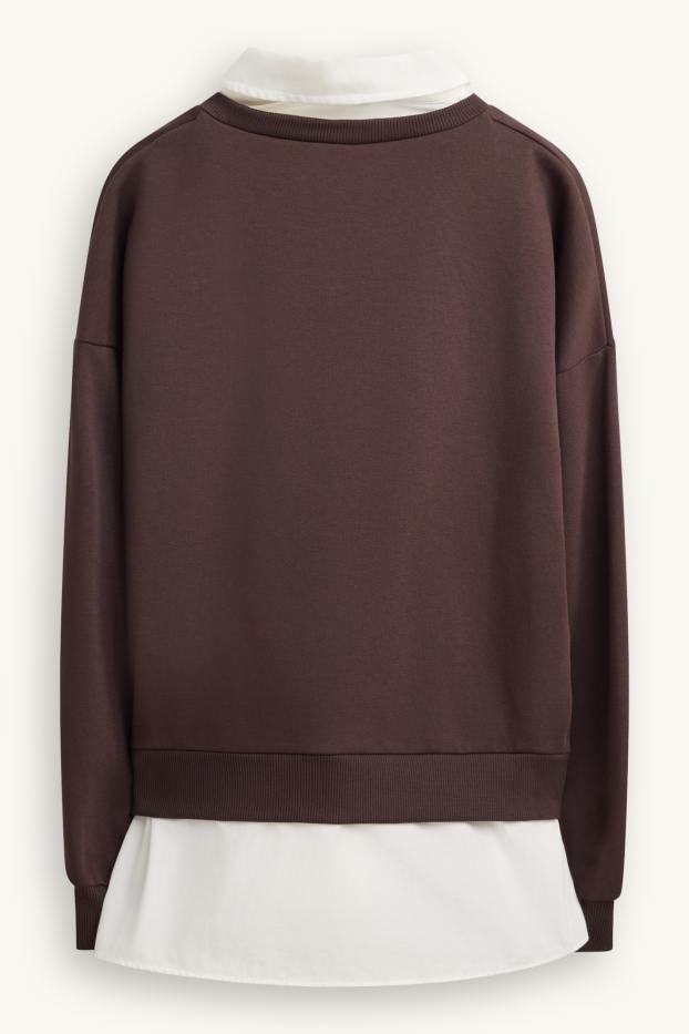 Femmes - Sweat - look 2-en-1 - marron