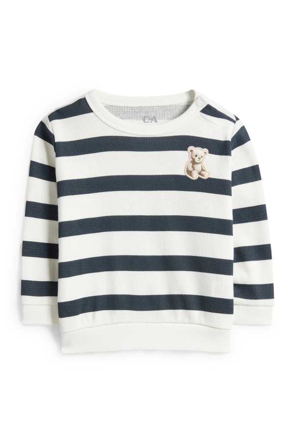Beertje - babysweatshirt - gestreept - met structuur
