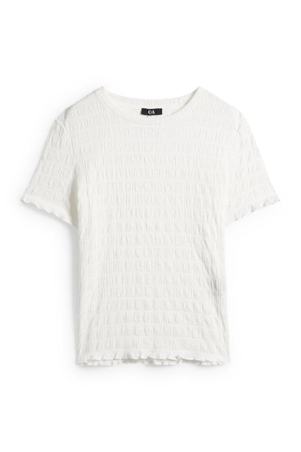 T-shirt - regular fit - gesmokt