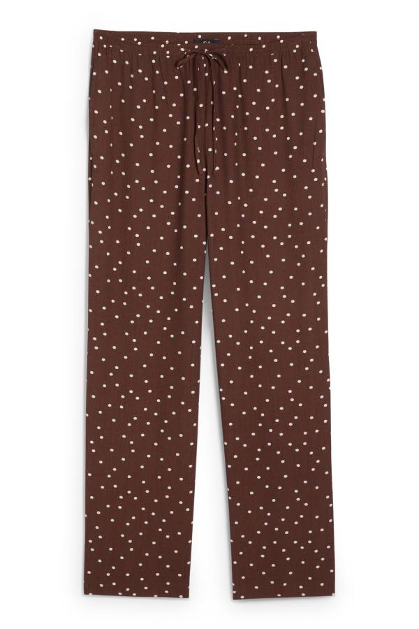 Pantalon - mid waist - wide leg - met stippen