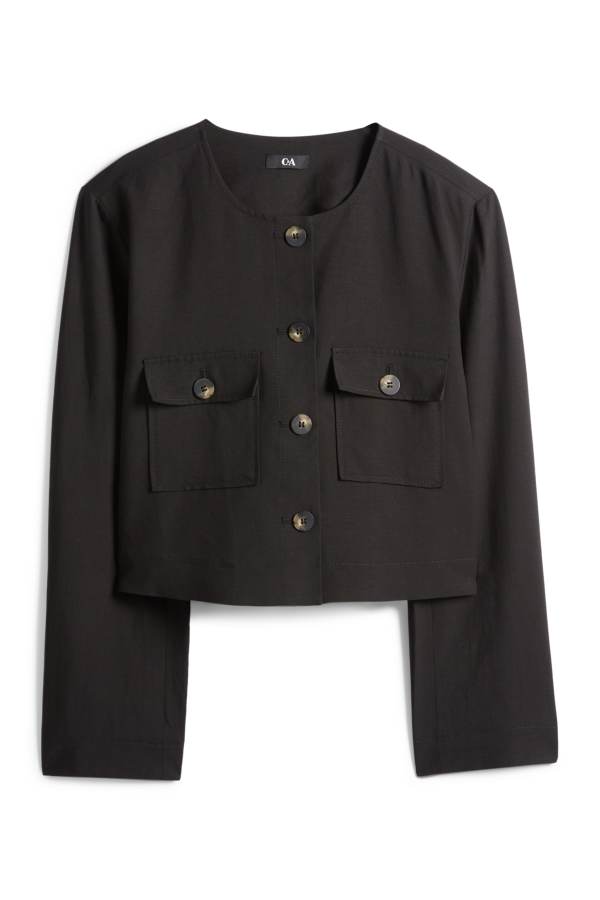 Korte blazer met linnengehalte - getailleerd