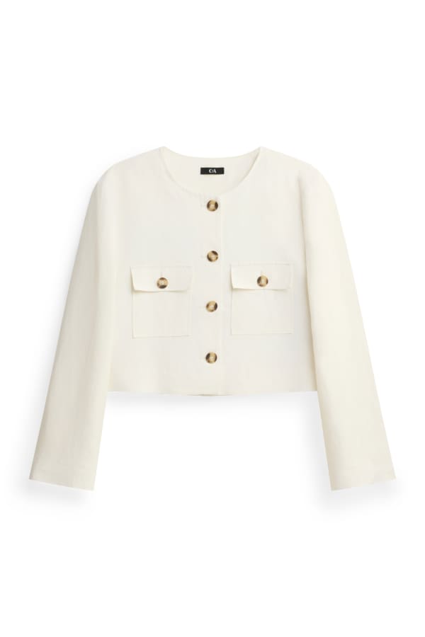 Korte blazer met linnengehalte - getailleerd