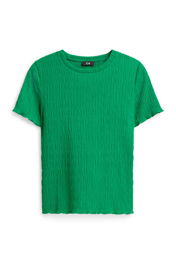 T-shirt - regular fit - gesmokt