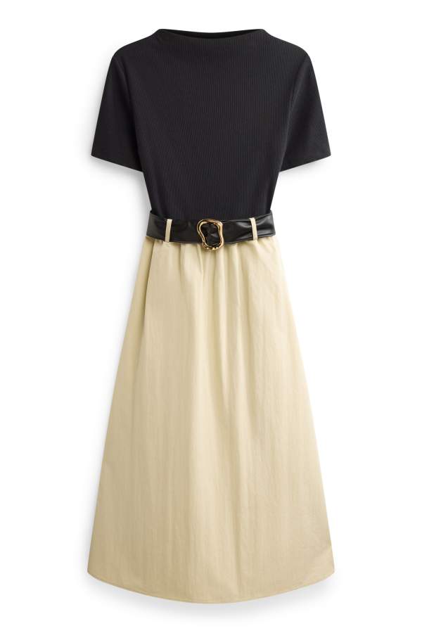 Fit & flare-jurk met riem