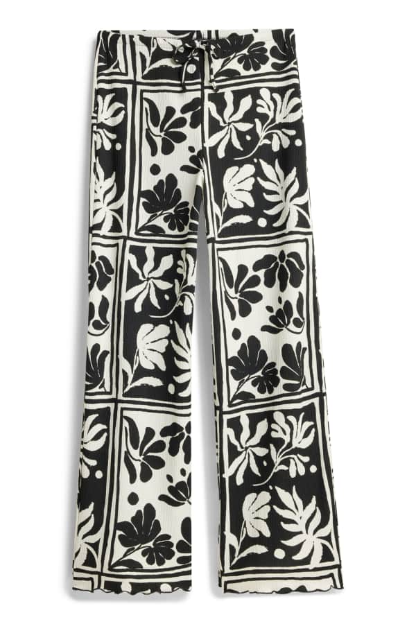 Pantalon - high waist - straight fit - gebloemd