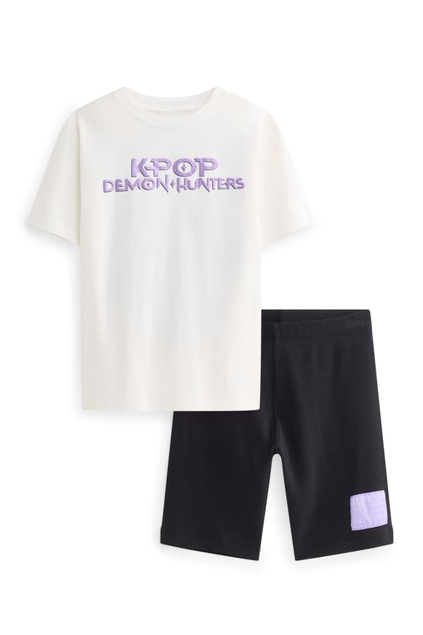 KPop Demon Hunters - set - T-shirt en fietsbroek - 2-delig