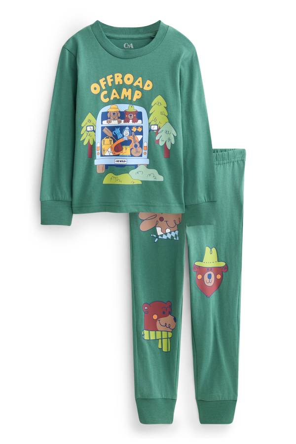 Beer, hond en camping - pyjama - 2-delig