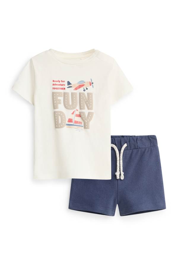 Vliegtuig en boot - babyoutfit - 2-delig