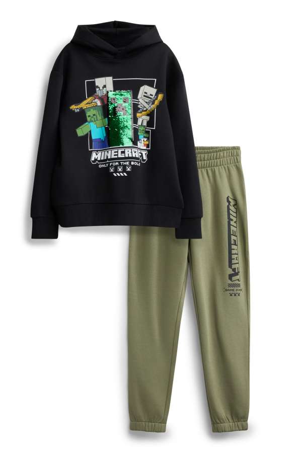 Minecraft - set - hoodie en joggingbroek - 2-delig - glanseffect