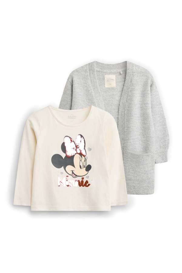Minnie Mouse - set - longsleeve en gebreid vest - 2-delig