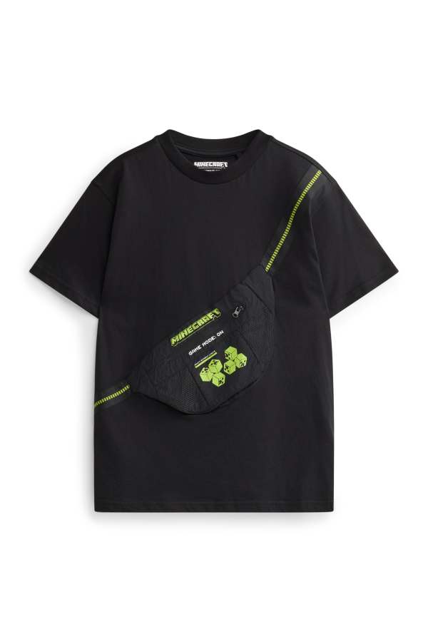 Minecraft - T-shirt met geappliceerd tasje
