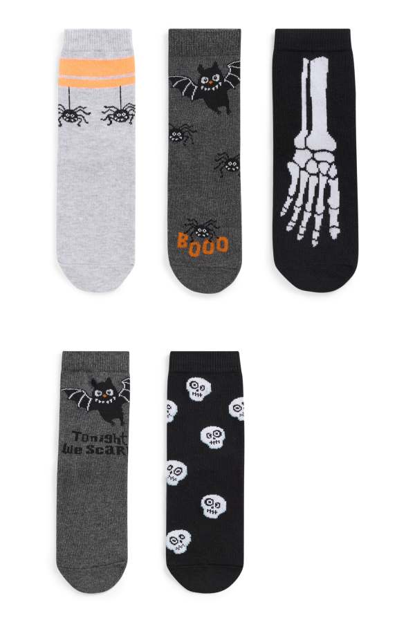 Set van 5 paar - Halloween - vleermuis, spin - sokken