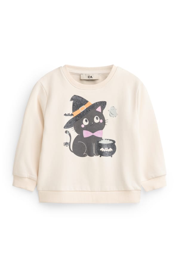 Halloween - poes en heksenhoed - sweatshirt - glanseffect