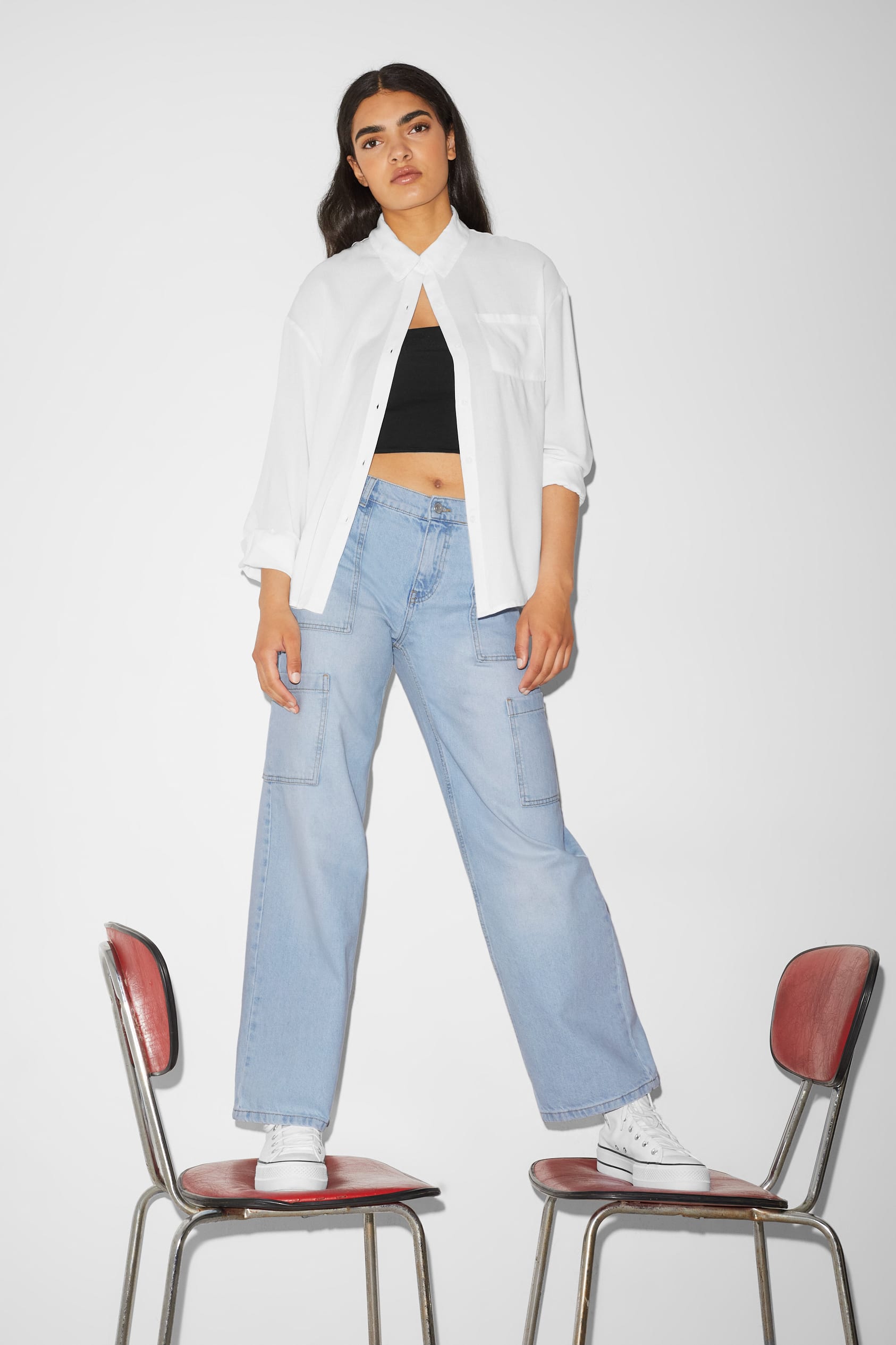 c-and-a.com | CLOCKHOUSE - Straight Cargo Jeans - Low Waist