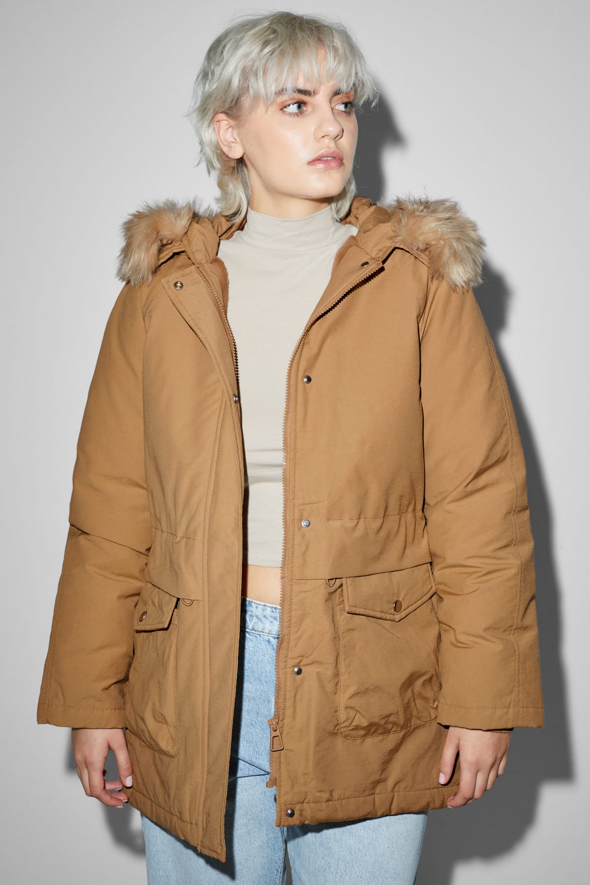 Parka Mujer Capucha Pelo