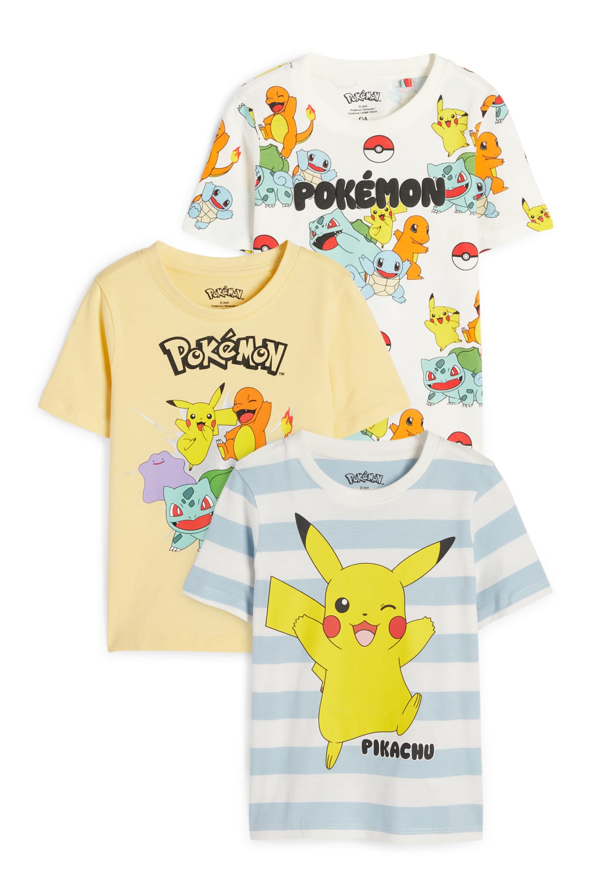 Multipack of 3 pok mon short sleeve t shirt c a online shop