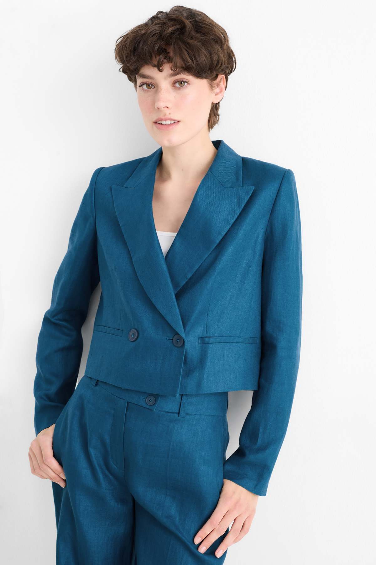 【2plan】Orape linen crop half blazer 2plan】Orape linen crop half blazer (2plan/ジャケット