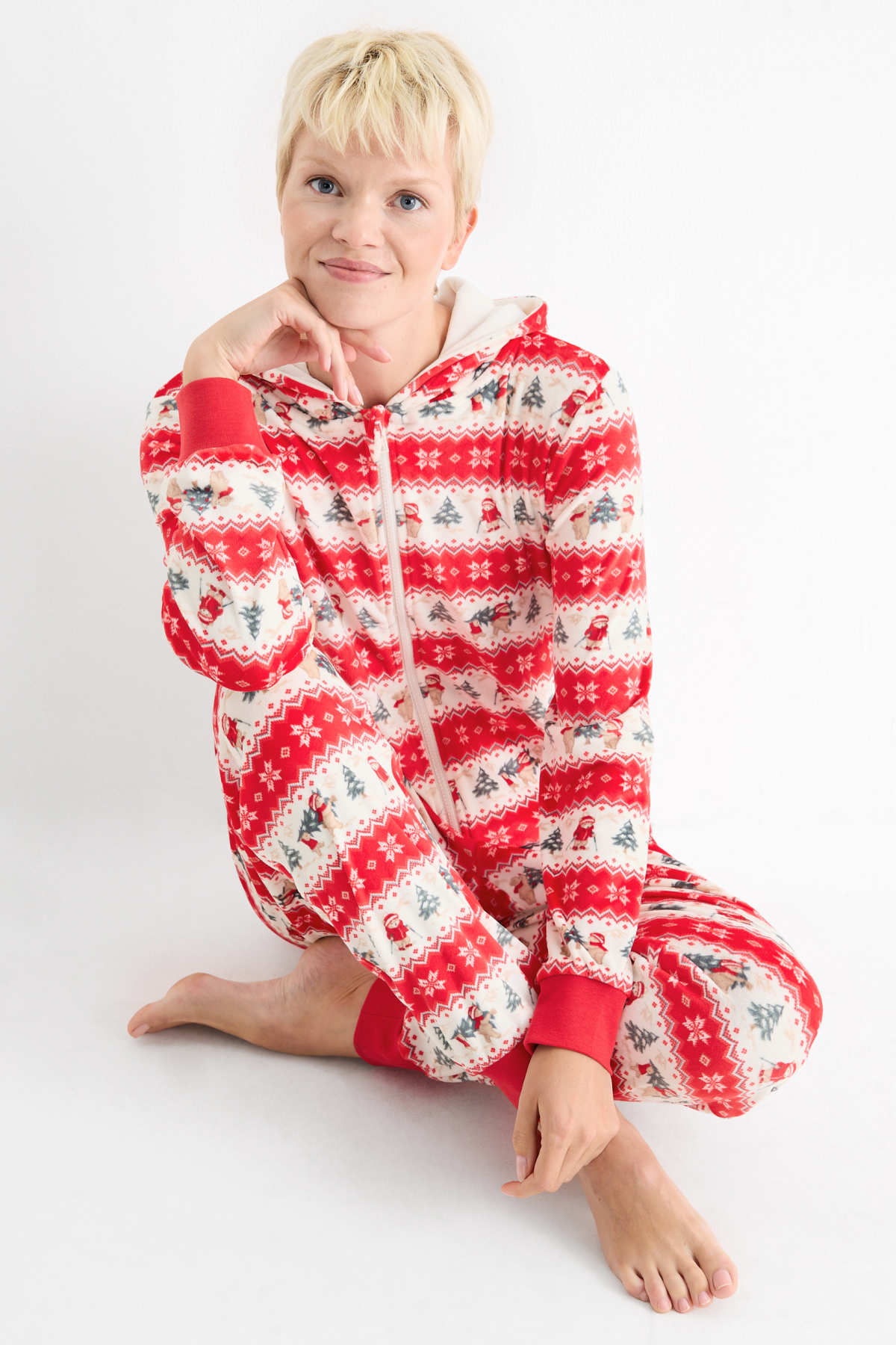 Pyjama Père Noël Pour Ours 25 Cm – Haut Velcro, Pantalon élastique, Boutons Décoratifs, Tenue 2 Pièces