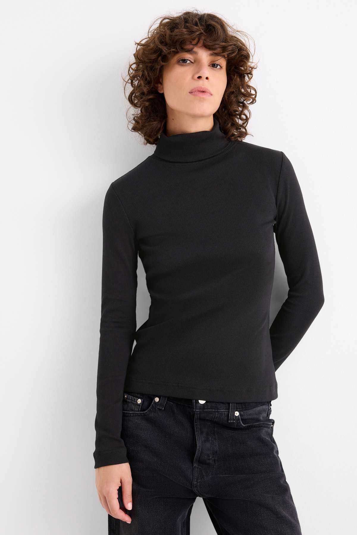 Confezione da 3 magliette a maniche lunghe da donna, maglietta da donna con collo a giro e scollo a V tinta unita - maglione da donna con collo alto in morbido cotone