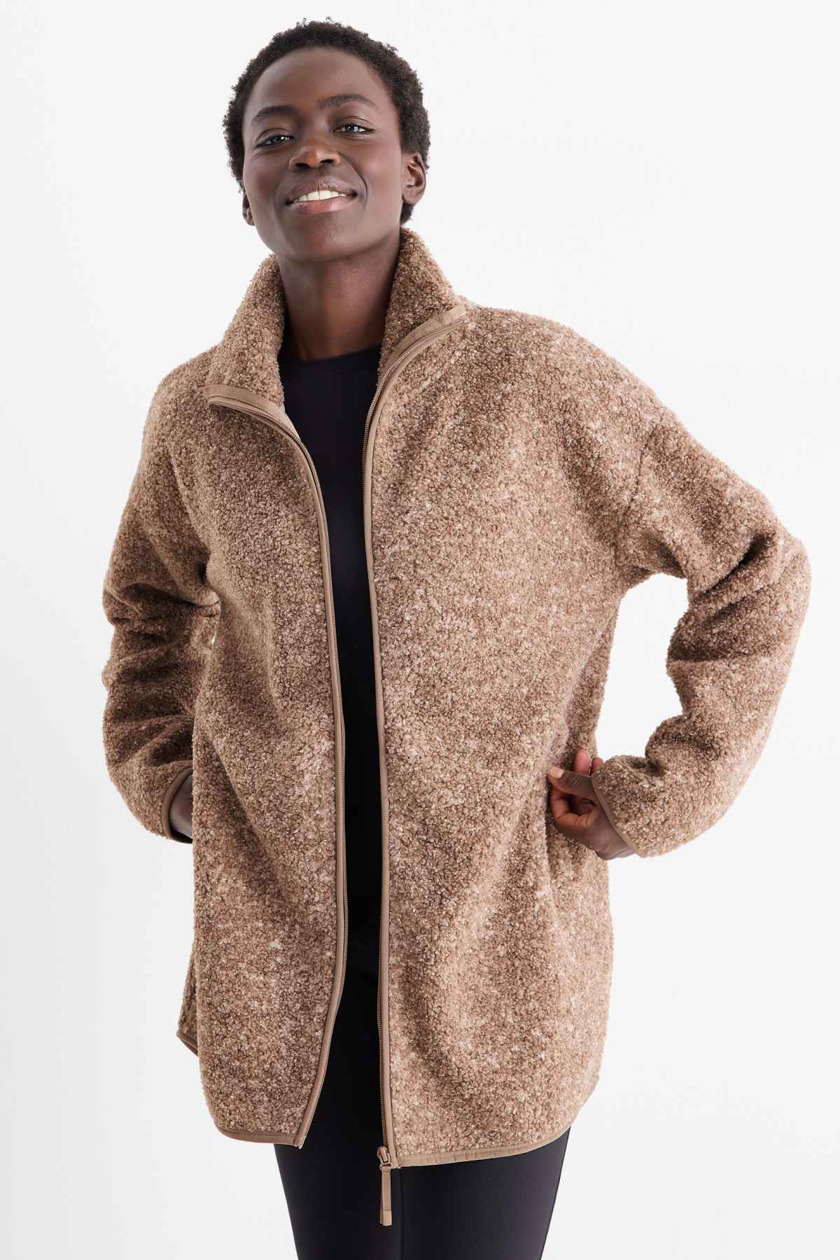 Sweat zippé de sport en finition bouclé | E-Shop C&A