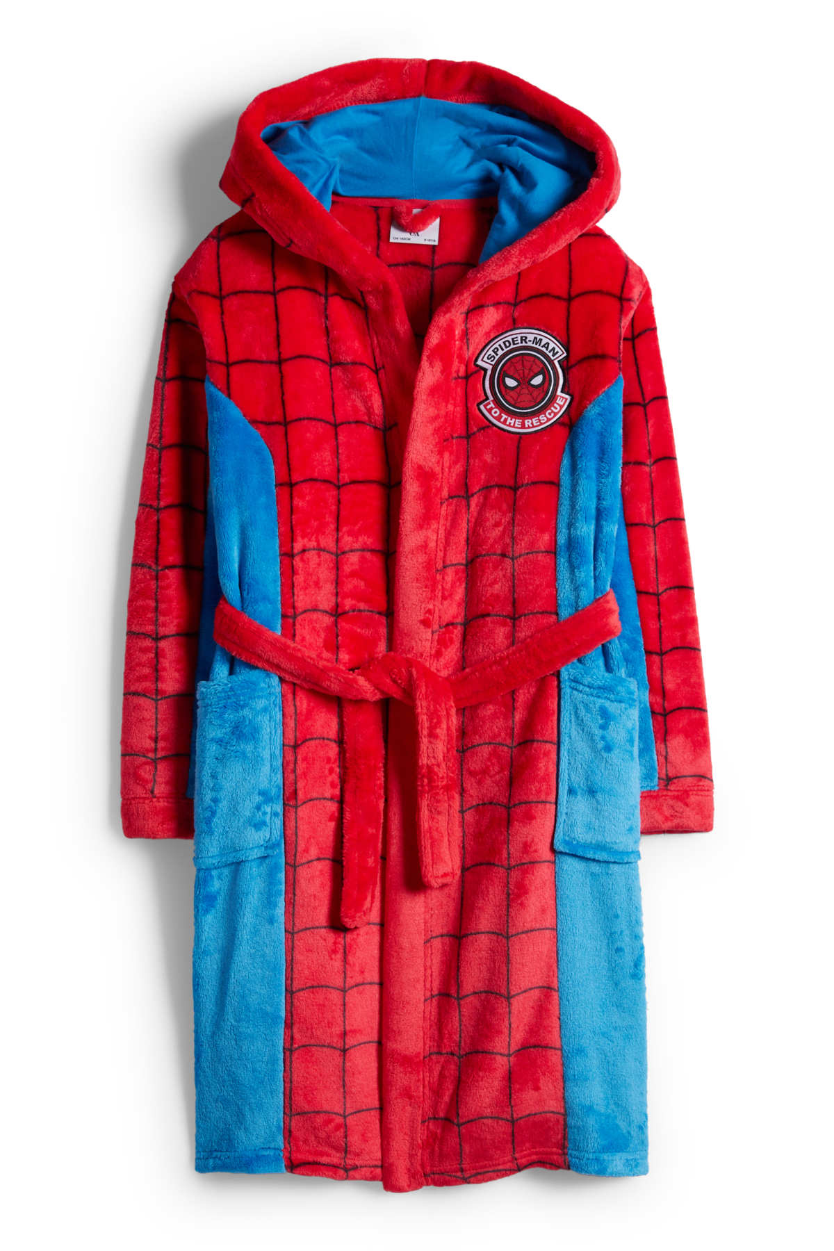 Blauwe, overslag jongens badjas met ceintuur modern little man - Pyjama
