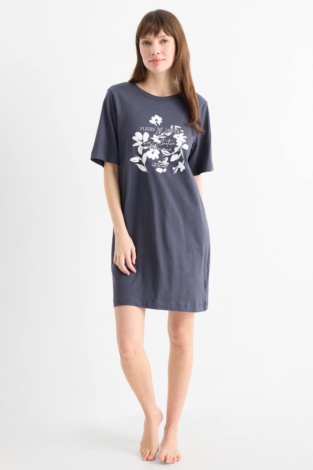 Ekouaer Damesnachthemden, sexy nachtkleding voor dames, V-hals, knopen, korte mouwen, boven de knie, nachthemd, S-XXL, Oranje, S