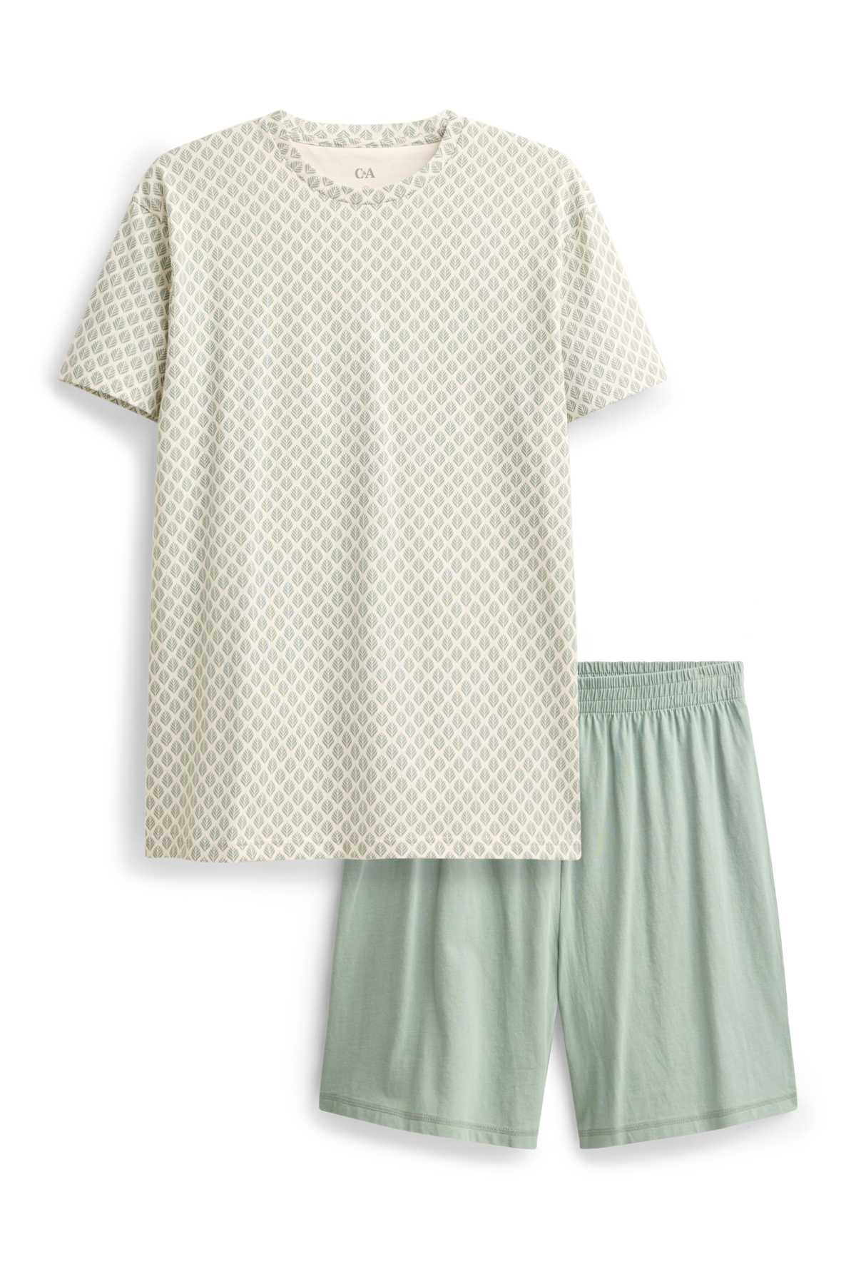 Pigiama Corto Uomo 2 Pezzi - Patchwork Girocollo, Maniche Corte E Pantaloncini, Comodo E Traspirante Per L'Estate, Casual E Sportivo