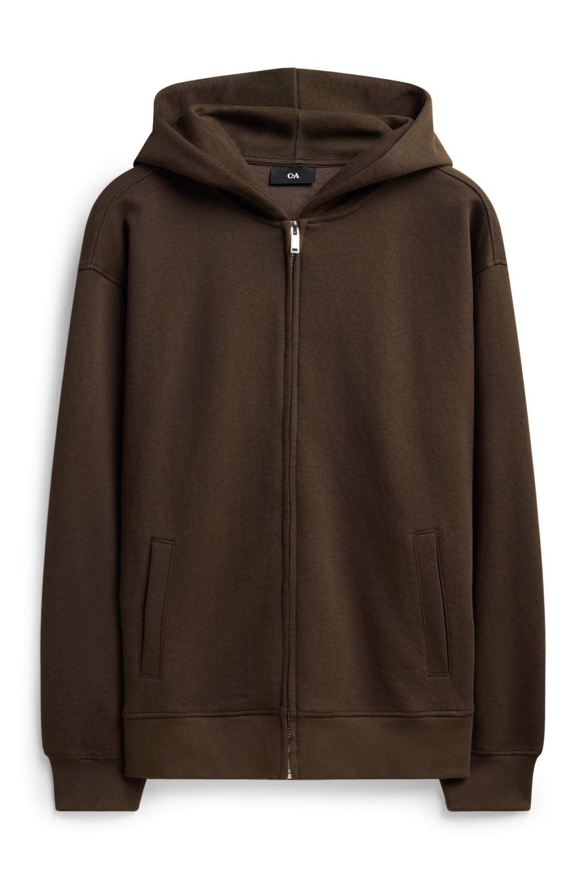Sweatvest met capuchon heren donkerbruin maat L