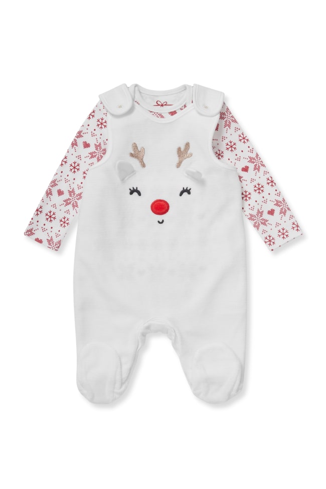 Ensemble de Noël avec grenouillère - coton bio - 2 pièces