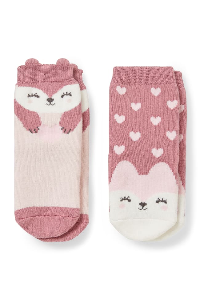 Lot de 2 paires - chatons - chaussettes antidérapantes à motif pour bébé