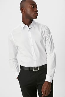 Chemise de bureau - slim fit - col kent - facile à repasser
