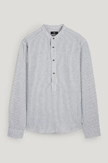 Homes - Camisa - regular fit - coll alçat - mescla de lli - de ratlles