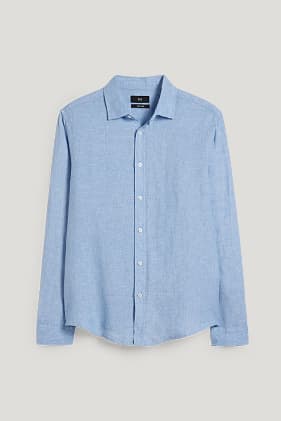 Camicia di lino - regular fit - collo all'italiana