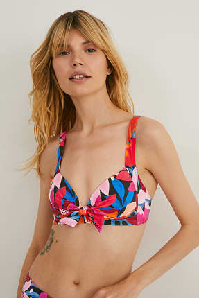 Bikini top with knot detail - padded - LYCRA® - floral
