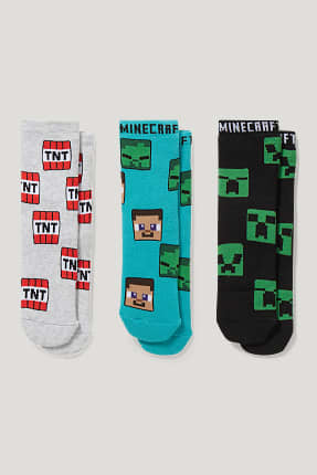 Multipack 3 ks - Minecraft - ponožky s motivem