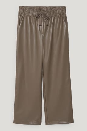 Kalhoty - mid waist - wide leg - imitace kůže