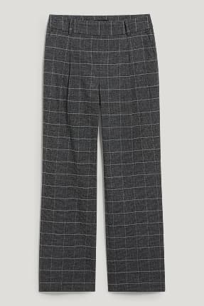 Plátěné kalhoty - high waist - z recyklovaného materiálu - kostkované
