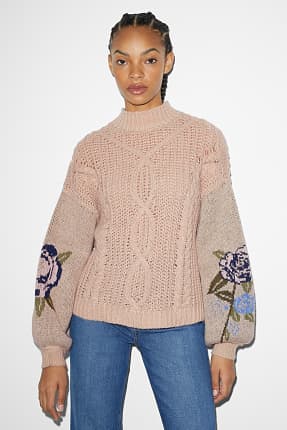 CLOCKHOUSE - pullover - motif tressé - à fleurs