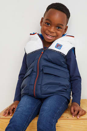 Quilted gilet with hood - recycled