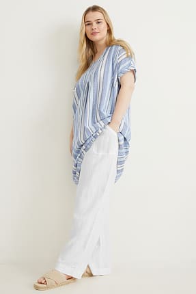 Pantalón de lino - mid waist - wide leg